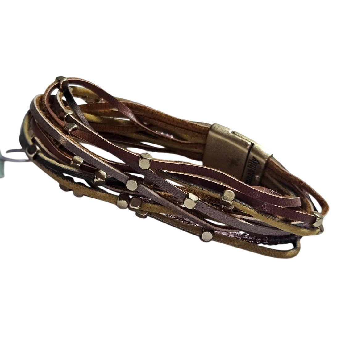 Lonna Lilly Gold-Tone Beaded Faux-Leather Multi-Row Magnetic Bracelet 25$